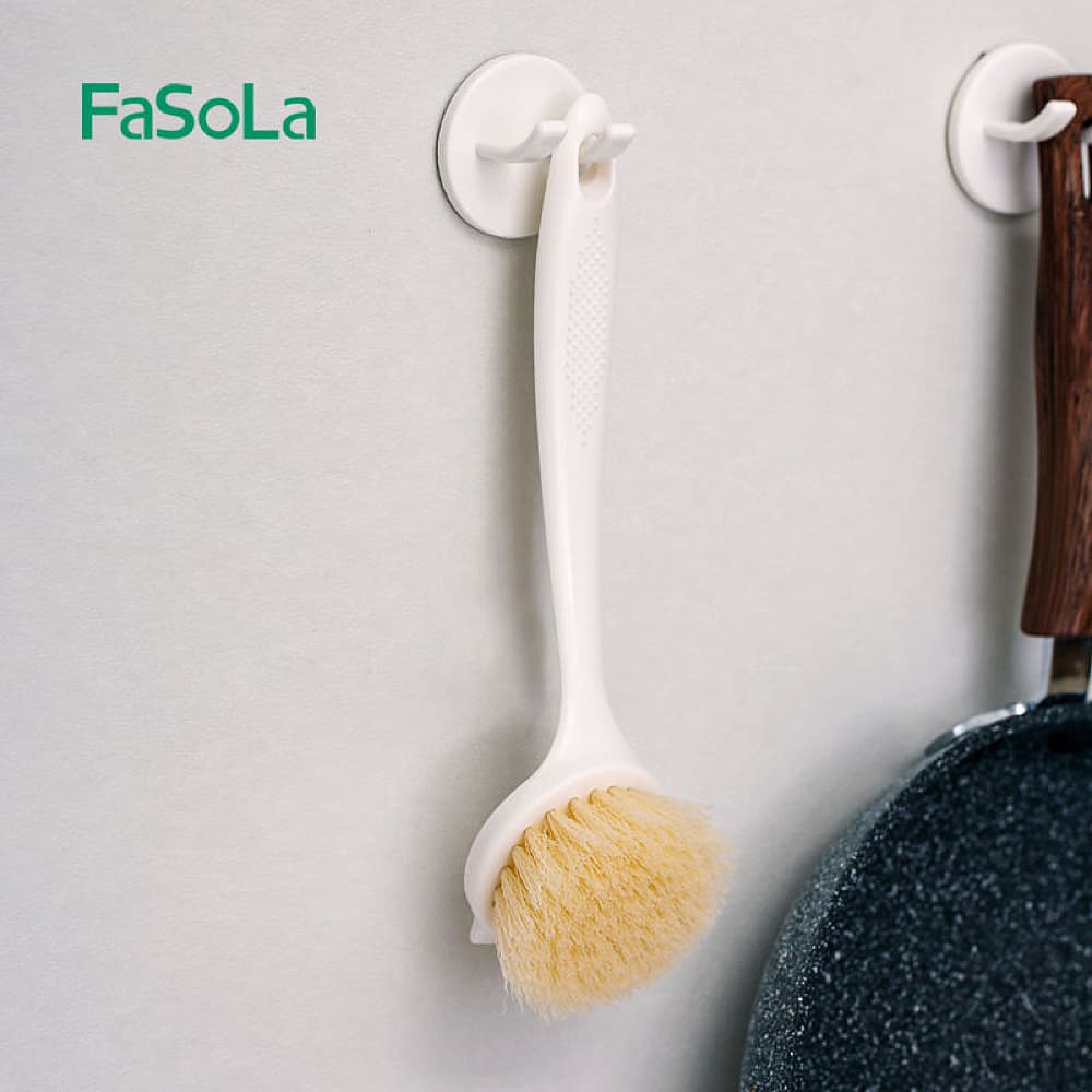 FaSoLa Long Handle Soft Bristle Pot Brush - White, 24cm - Image 4
