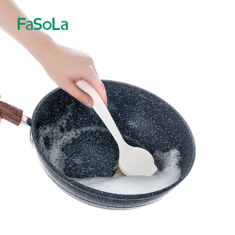 FaSoLa Long Handle Soft Bristle Pot Brush - White, 24cm - Image 6