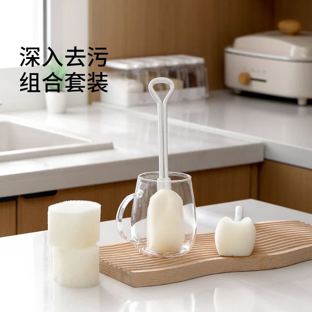 FaSoLa Long Handle Sponge Cup Brush - White