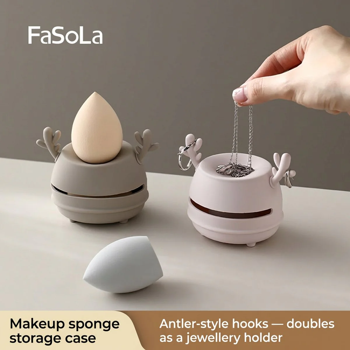 FaSoLa Makeup Sponge Portable Storage Case - Gray - Image 3
