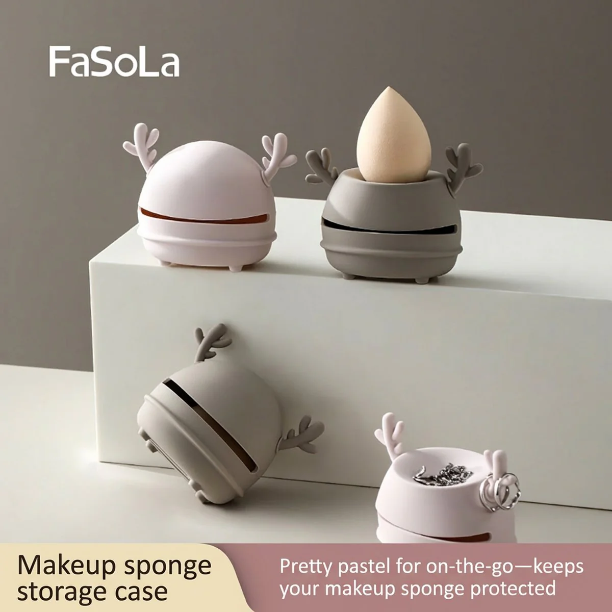 FaSoLa Makeup Sponge Portable Storage Case - Pink - Image 2
