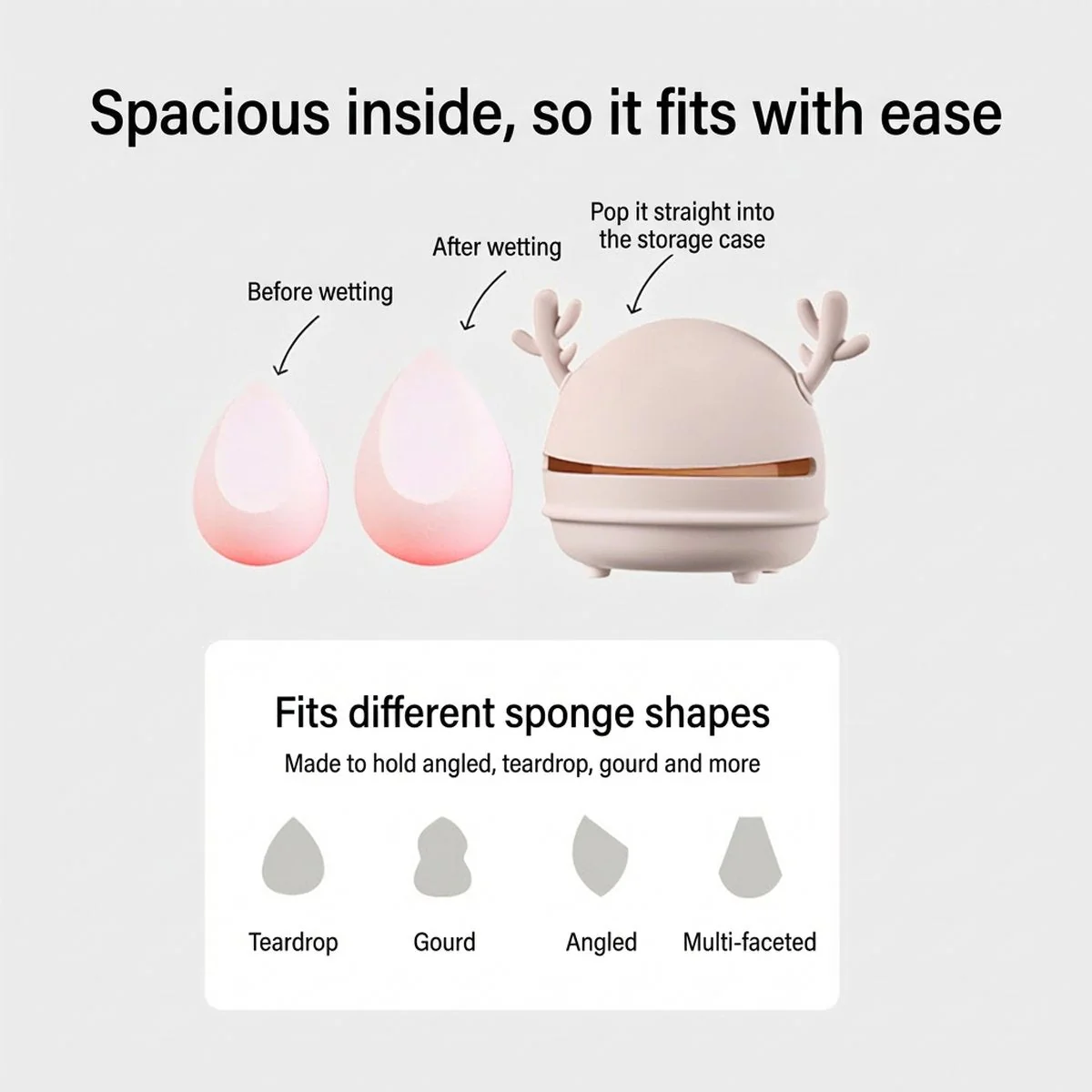 FaSoLa Makeup Sponge Portable Storage Case - Pink - Image 4