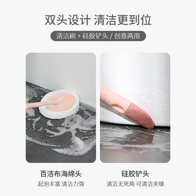 FaSoLa Medium-Long Handle Bathroom Tile Cleaning Sponge Brush, Pink, 36cm Length X2 - Image 3