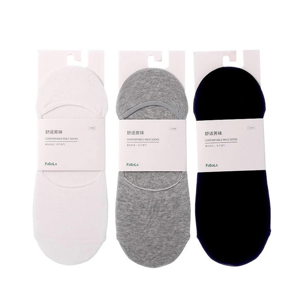 FaSoLa Men's Cotton No-Show Socks - Grey, 1 Pair - Image 2