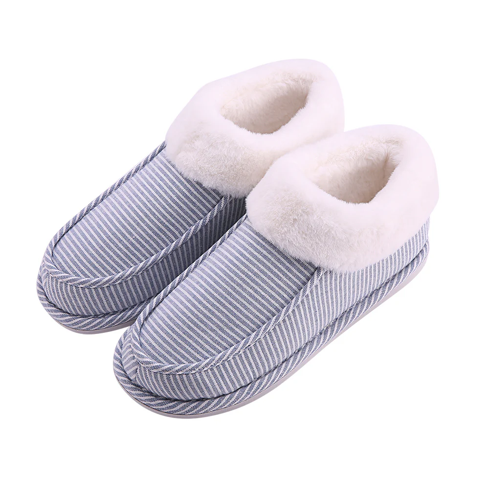 Fasola Men's Striped Cotton Slippers - Size 43/44, Blue - Image 3