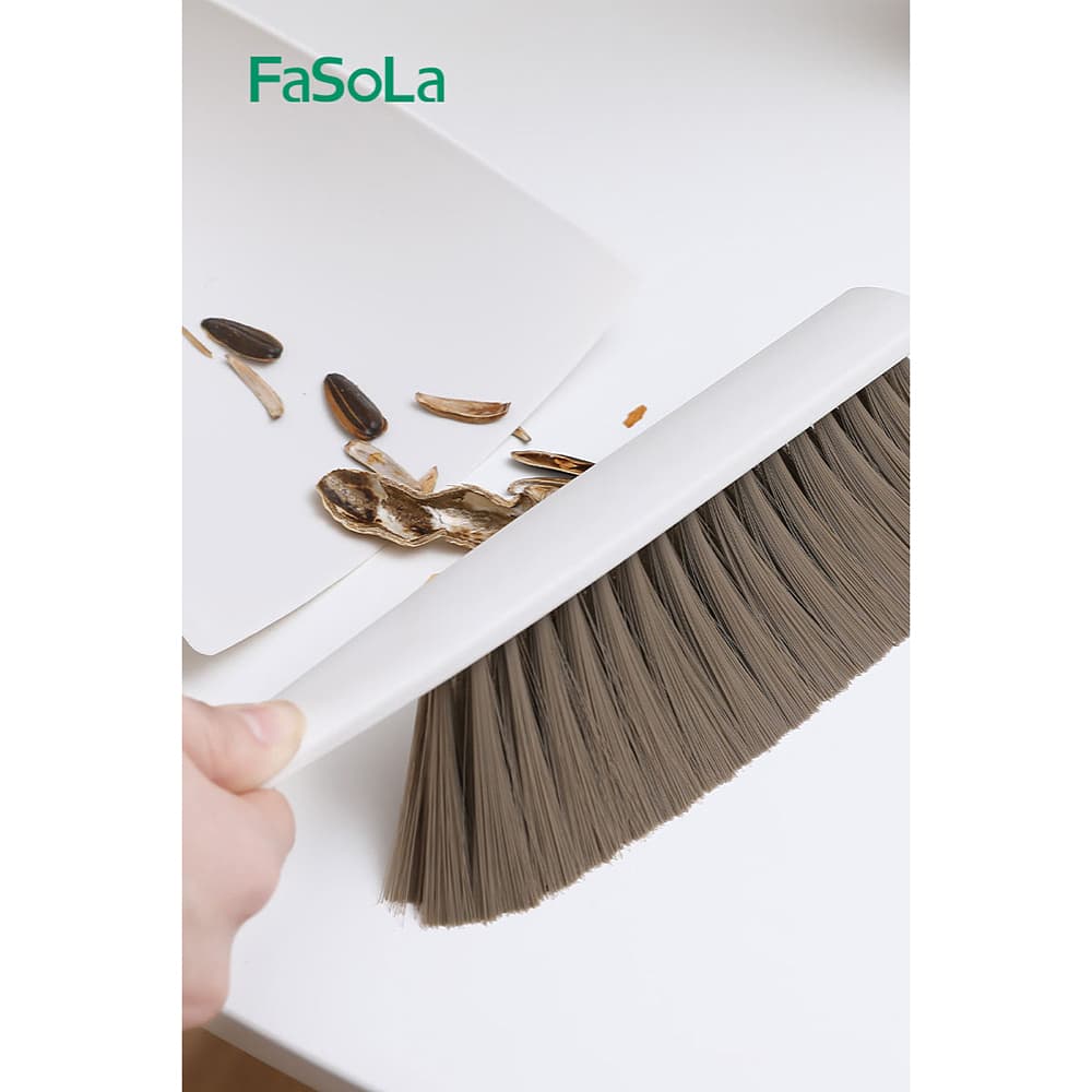 FaSoLa Mini Desktop Broom and Dustpan Set - White - Image 3