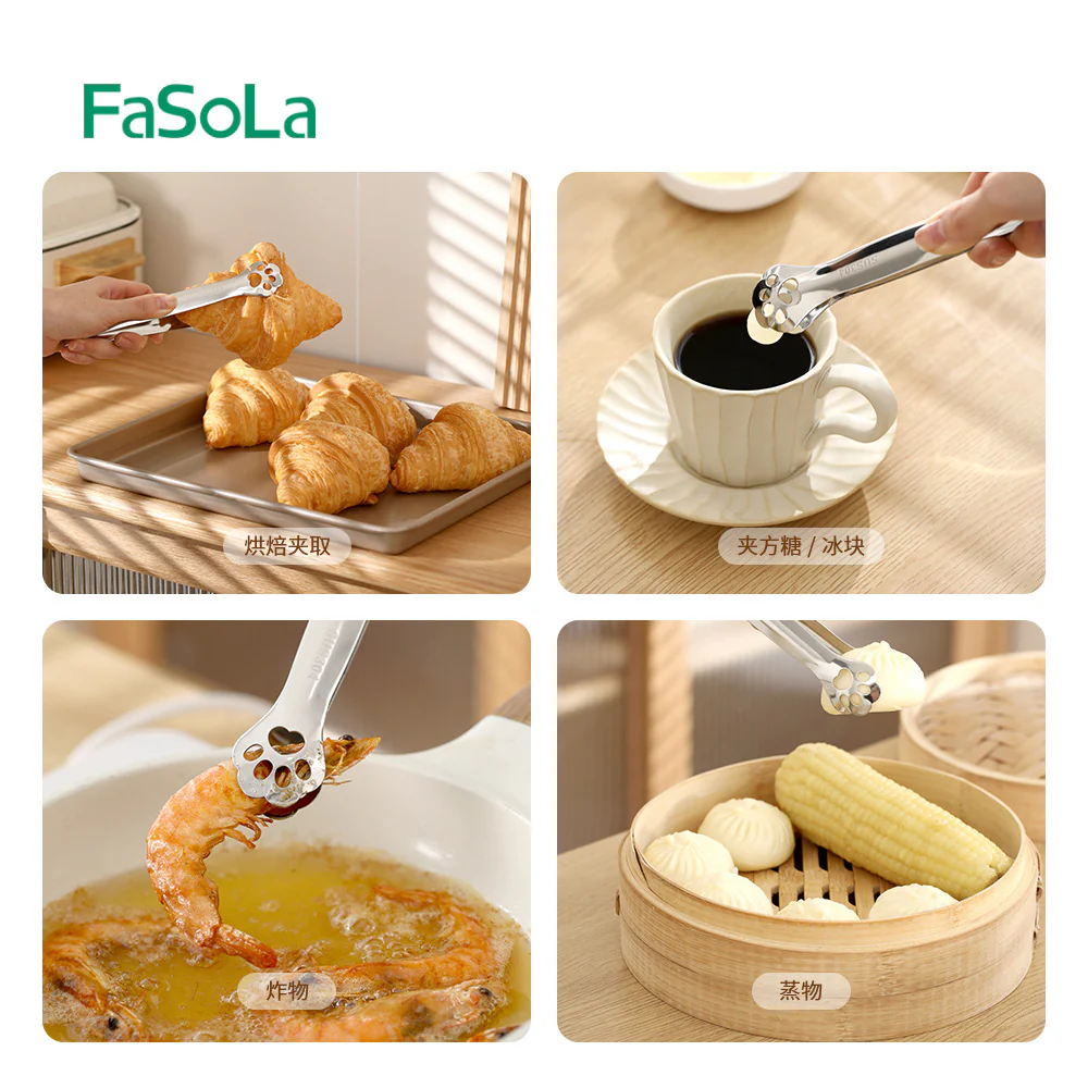 FaSoLa Mini Stainless Steel Tongs - Silver - Image 4