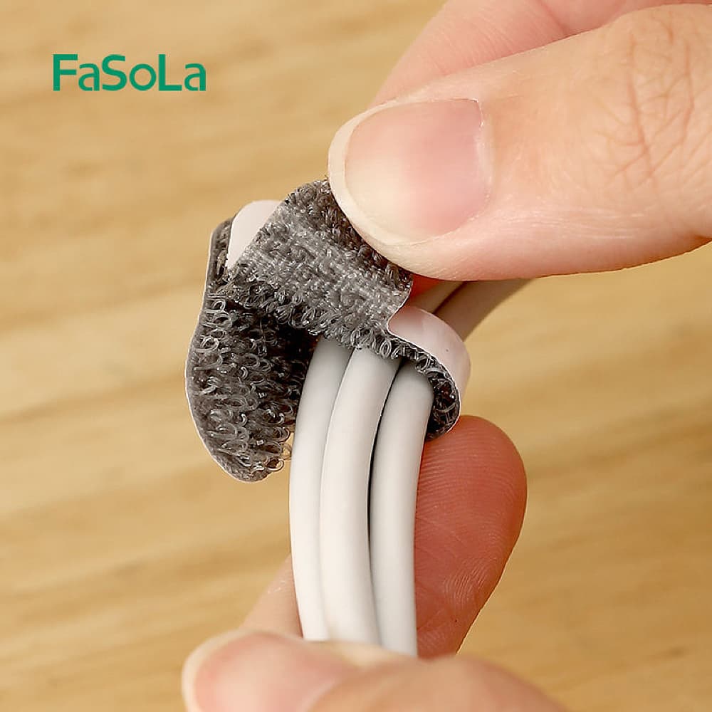 FaSoLa Multi-Functional Cable Organizer Velcro Straps - 8 Pack, Gray - Image 5