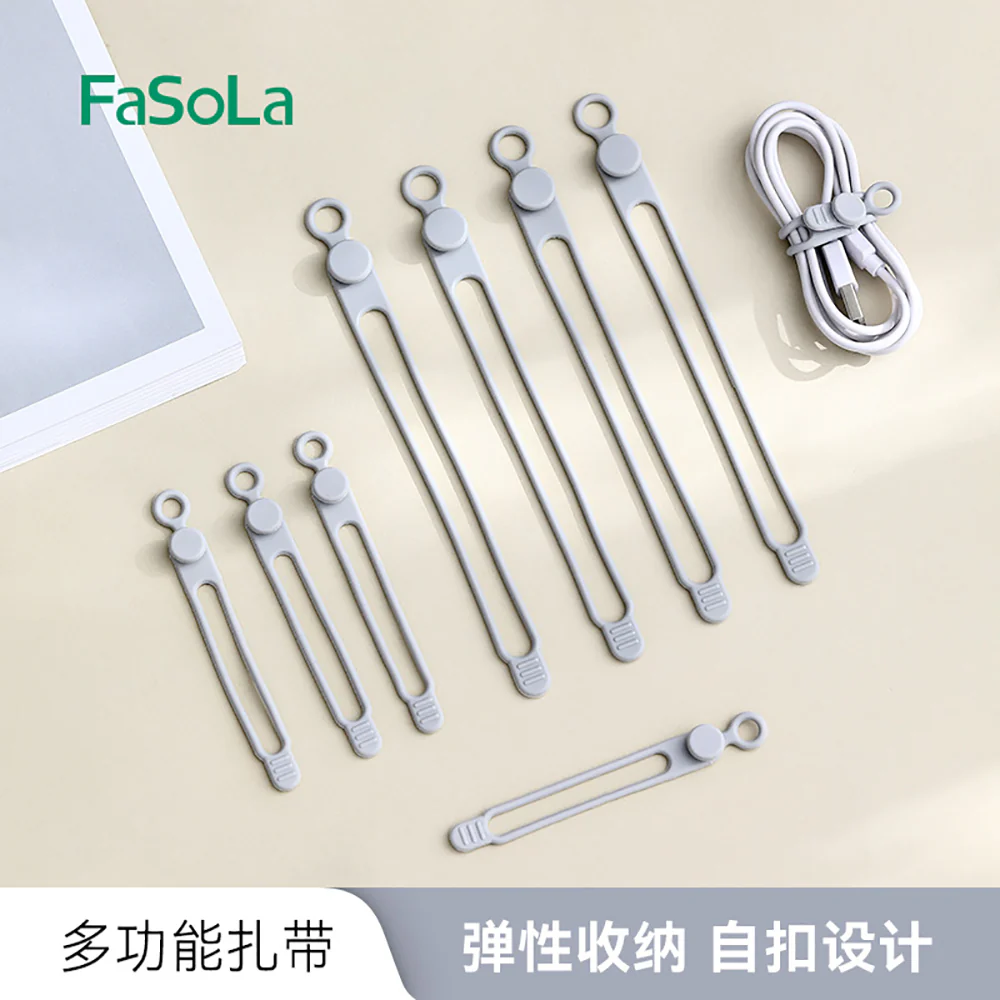 FaSoLa Multi-Functional Cable Ties Small Gray - 6 Pack - Image 2