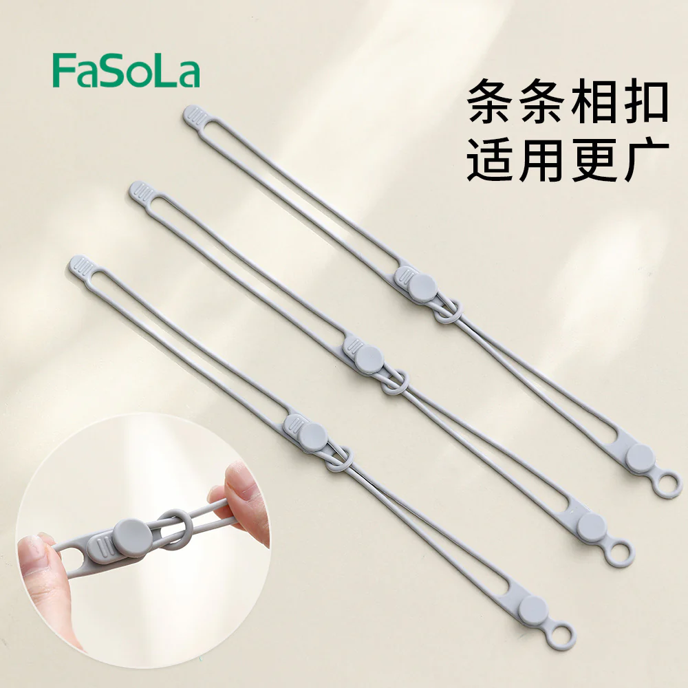 FaSoLa Multi-Functional Cable Ties Small Gray - 6 Pack - Image 4