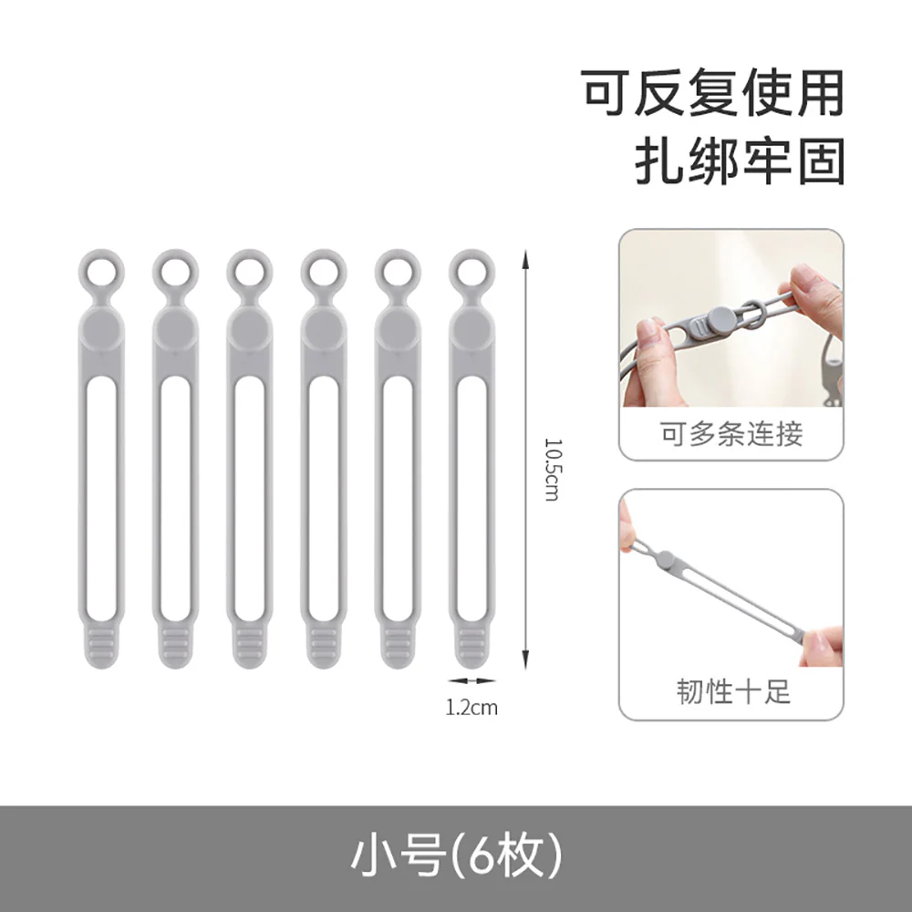 FaSoLa Multi-Functional Cable Ties Small Gray - 6 Pack - Image 5