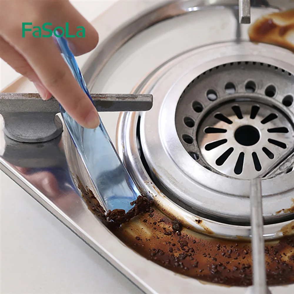 FaSoLa Multi-Functional Kitchen Plastic Stain Scraper - Blue, 18*2.3*1.3cm