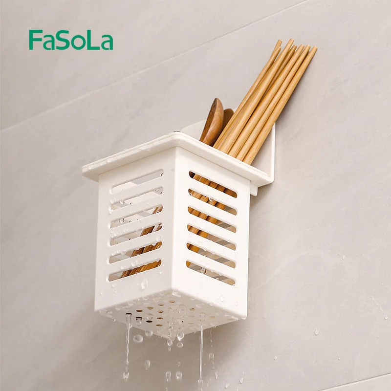 FaSoLa Multi-Functional No-Drill Hollow Drain Chopsticks Holder - White - Image 2