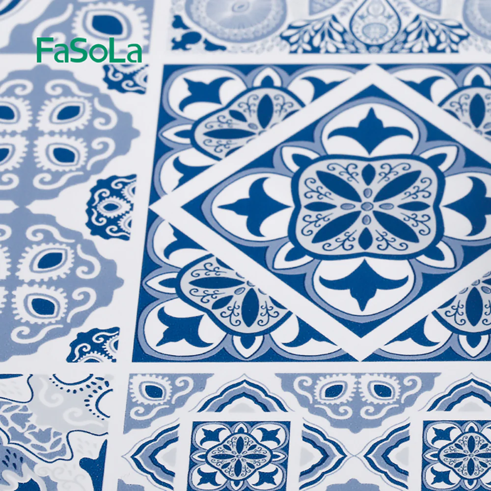 FaSoLa Multi-Purpose Oil-Proof Sticker - Blue and White Porcelain, 3 Meters - Image 2