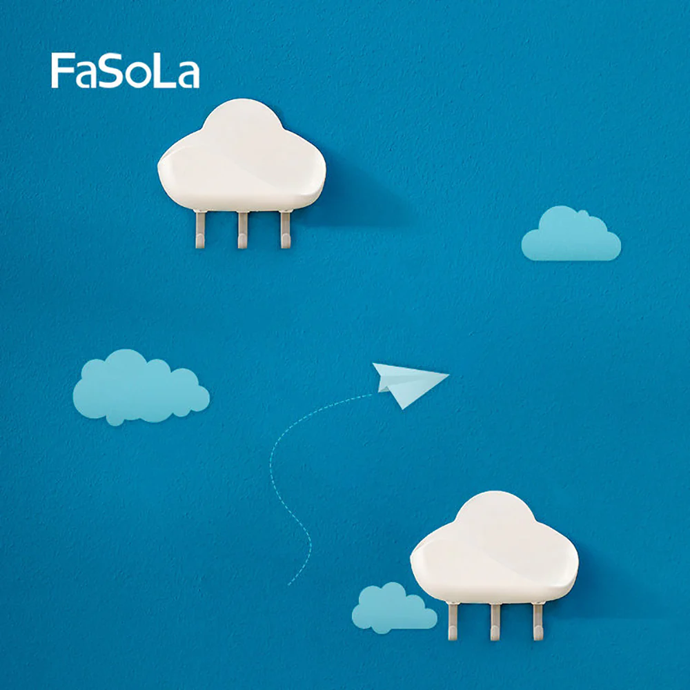 FaSoLa No-Drill Cloud Hooks - White, 12*3.6*12cm - Image 3