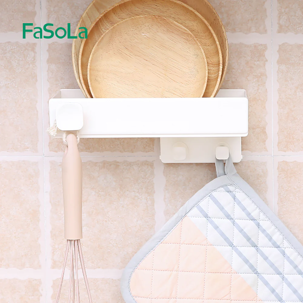 FaSoLa No-Drill Kitchen and Bathroom Storage Shelf - Off-White, Rectangular - Image 3