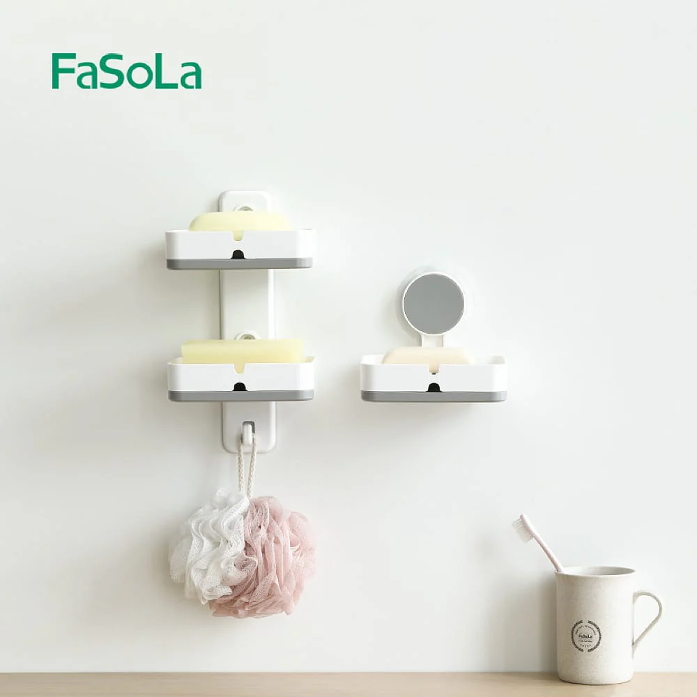 FaSoLa No-Drill Suction Cup Wall-Mounted Single Layer Soap Holder - 5kg Load Capacity - Image 2