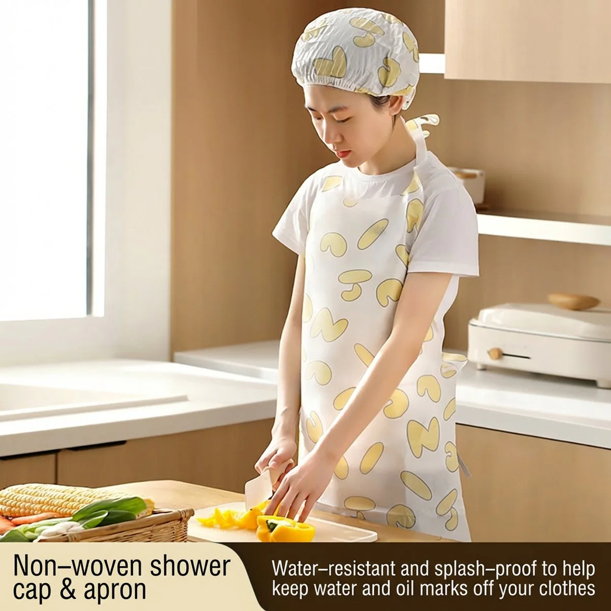 FaSoLa Non-Woven Shower Caps with White Print - Pack of 20