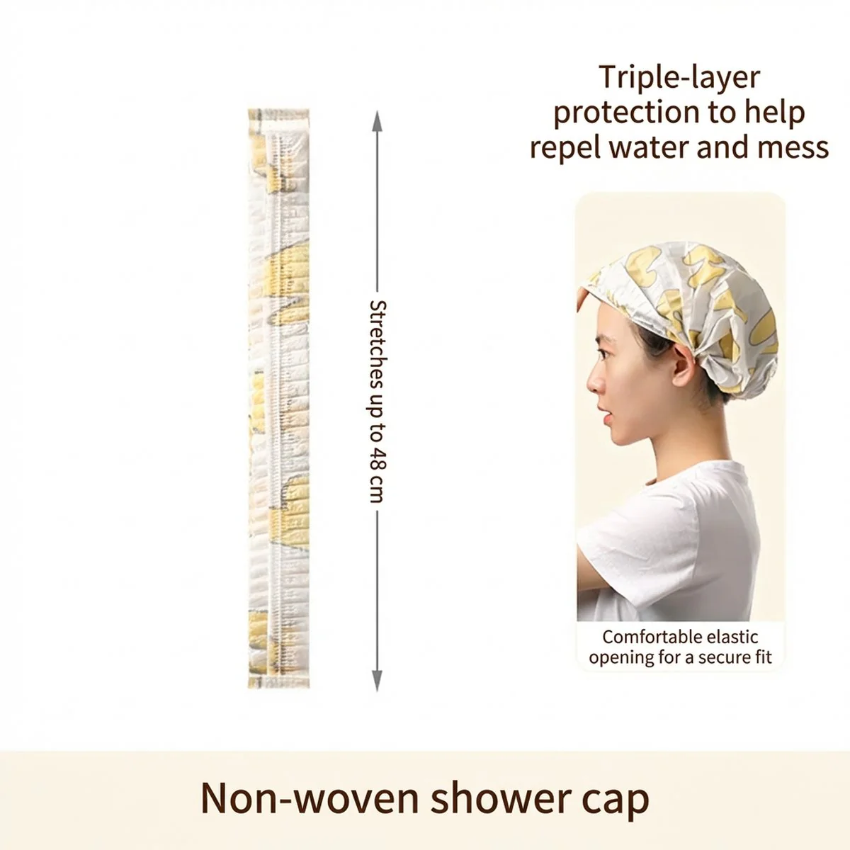FaSoLa Non-Woven Shower Caps with White Print - Pack of 20 - Image 4