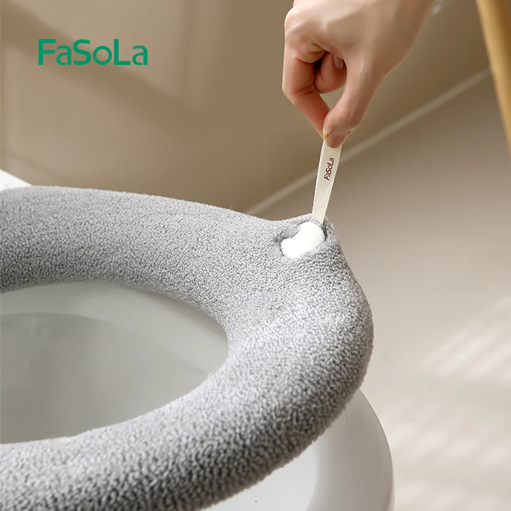FaSoLa O-Shaped Toilet Seat Cover - Light Gray - Image 3