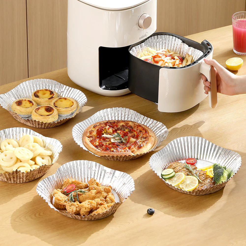 Fasola Oil-Proof Paper Baking Cups - Round, Natural Wood Color, 8.5*3cm, 50 Pieces - Image 2