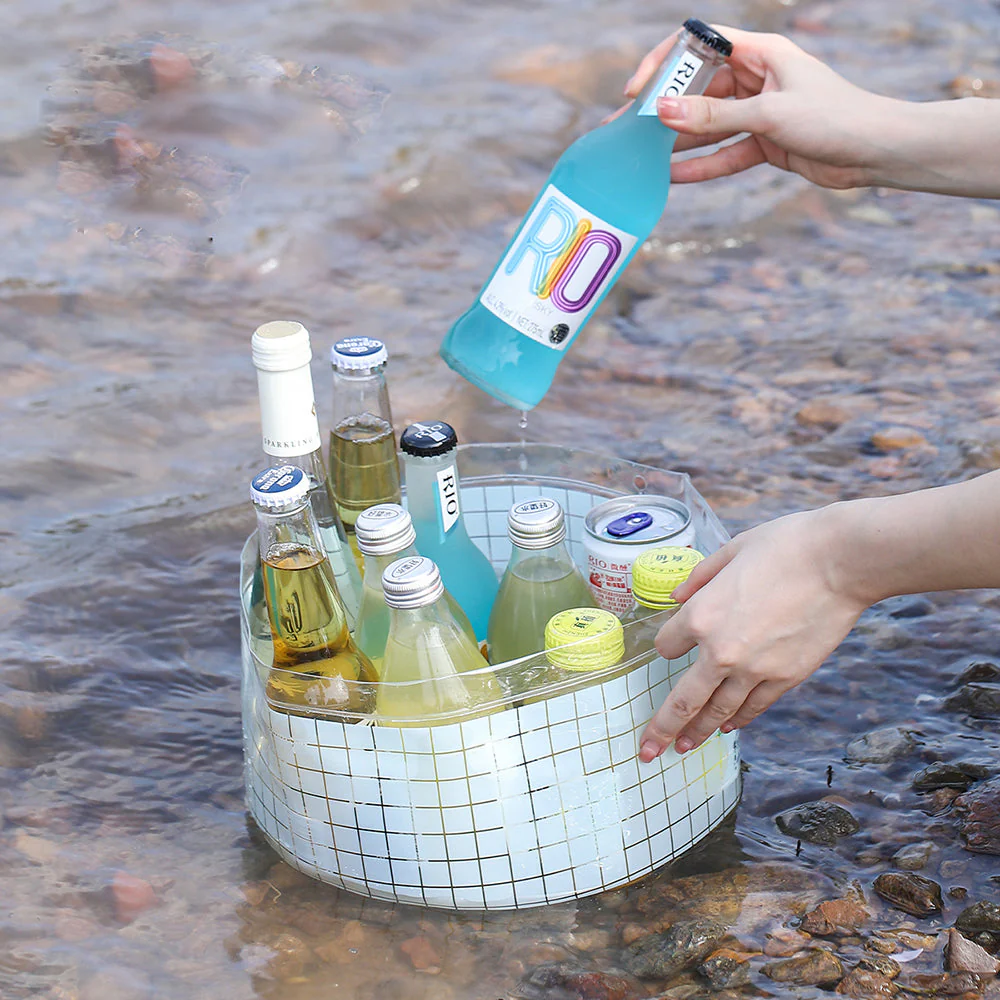 FaSoLa Outdoor Foldable Water Basin - Small Blue Checkered - Image 4