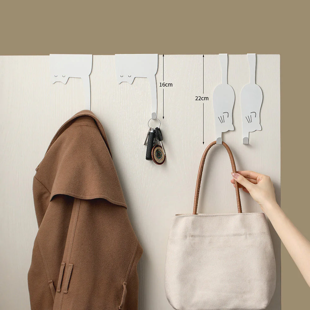 FaSoLa Over-the-Door Hook Cat Design - White - Image 3