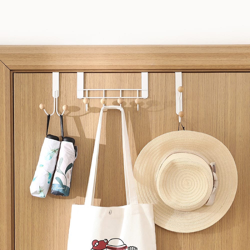 FaSoLa Over-the-Door No-Drill Hook Rack - 4 Hooks, White - Image 2