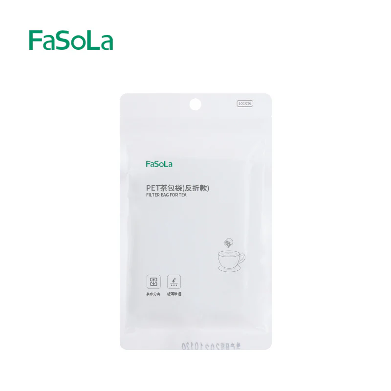 FaSoLa PET Tea Filter Bags - Folded Design, White, 100 Pieces - Image 2