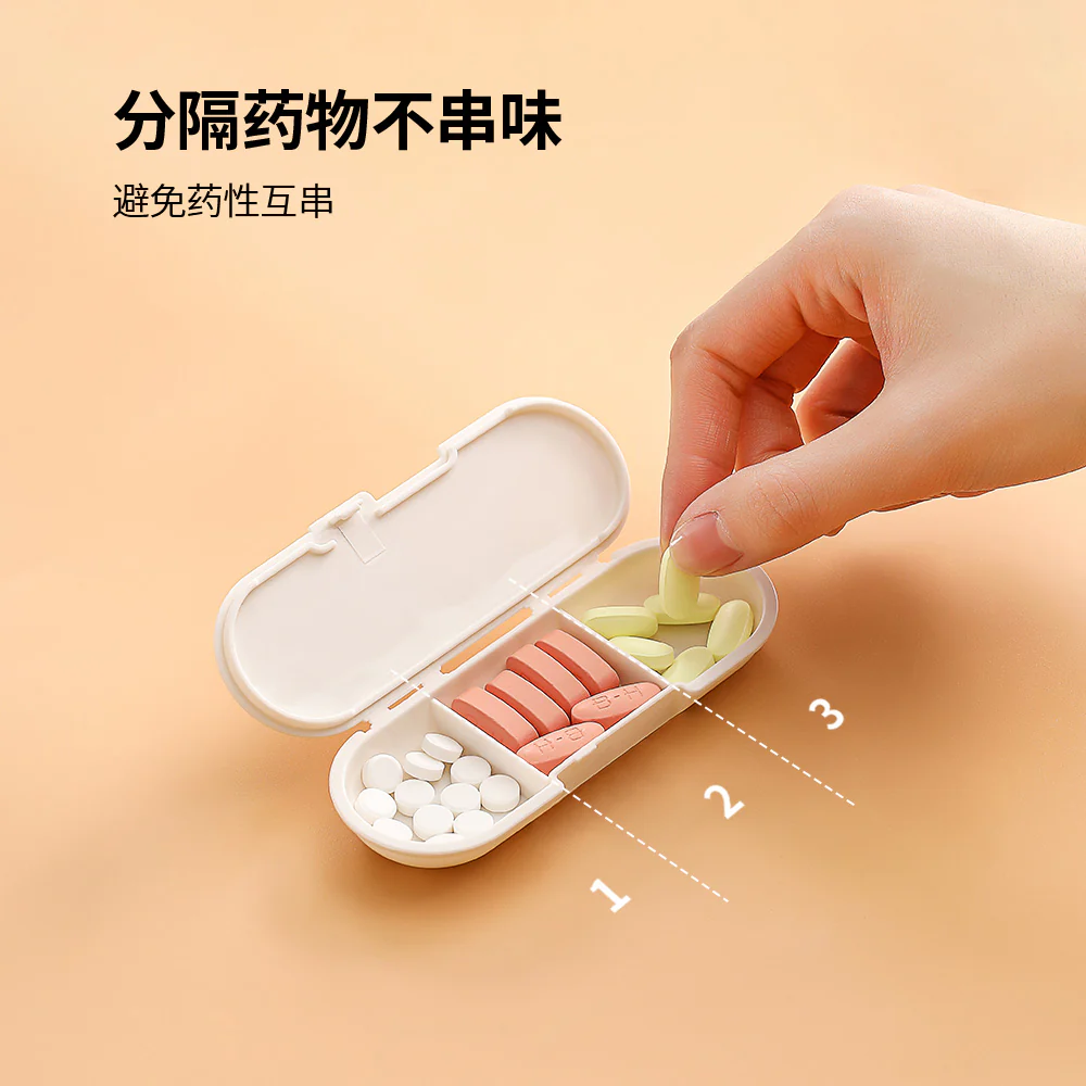 FaSoLa Pocket-Sized Compartment Pill Box - White - Image 2
