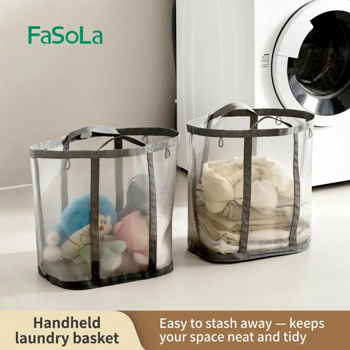 FaSoLa Portable Laundry Basket - Gray - Image 3