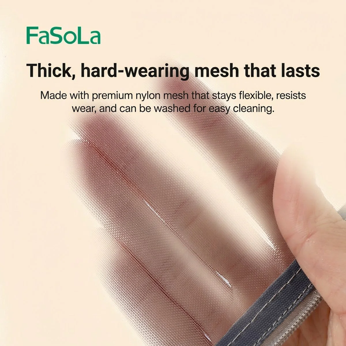 FaSoLa Portable Mini Mesh Makeup Bag - Large, Gray, 21*15cm - Image 5