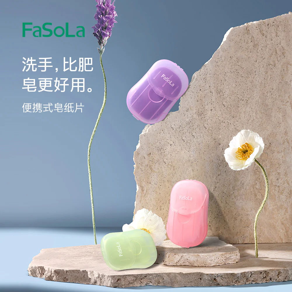FaSoLa Portable Soap Sheets Green Tea Scent - 50 Sheets - Image 2