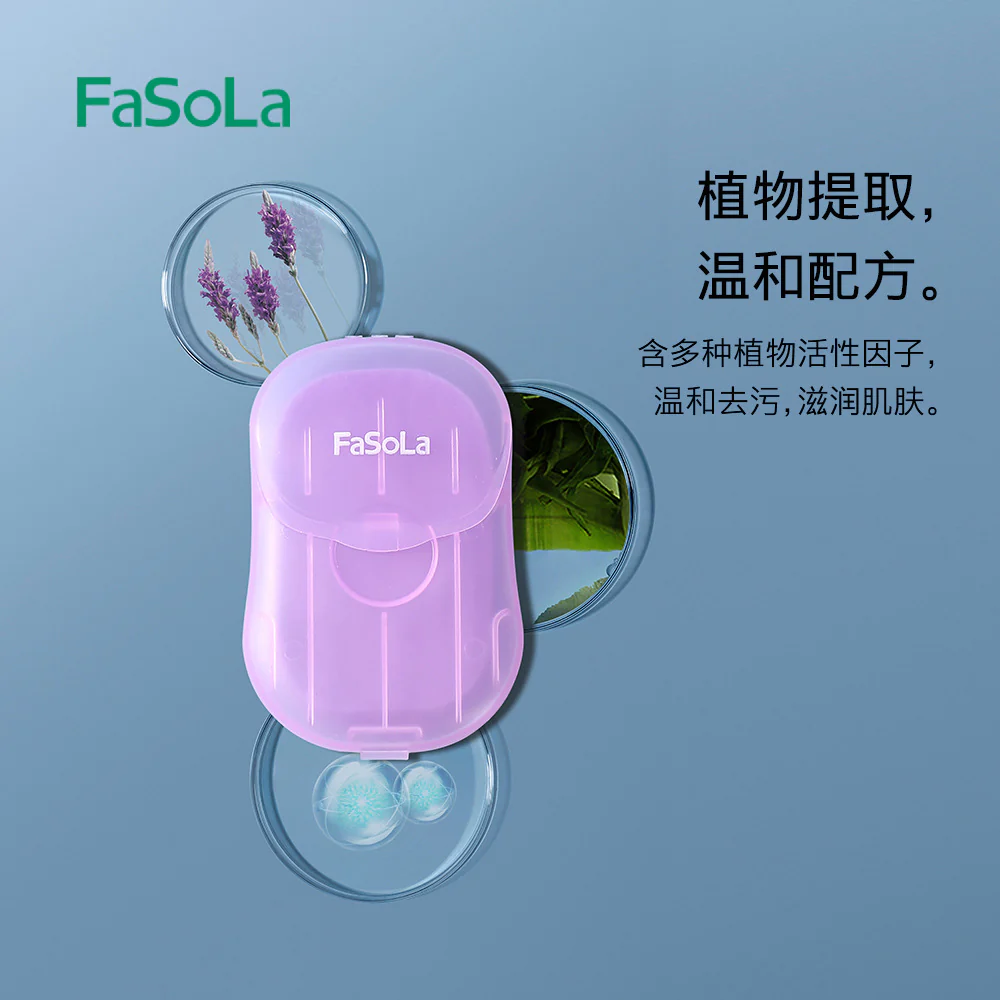 FaSoLa Portable Soap Sheets Green Tea Scent - 50 Sheets - Image 4