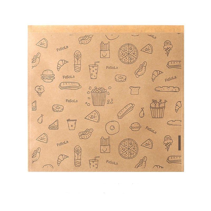 FaSoLa Printed Greaseproof Paper Bags 20*21cm - Pack of 50