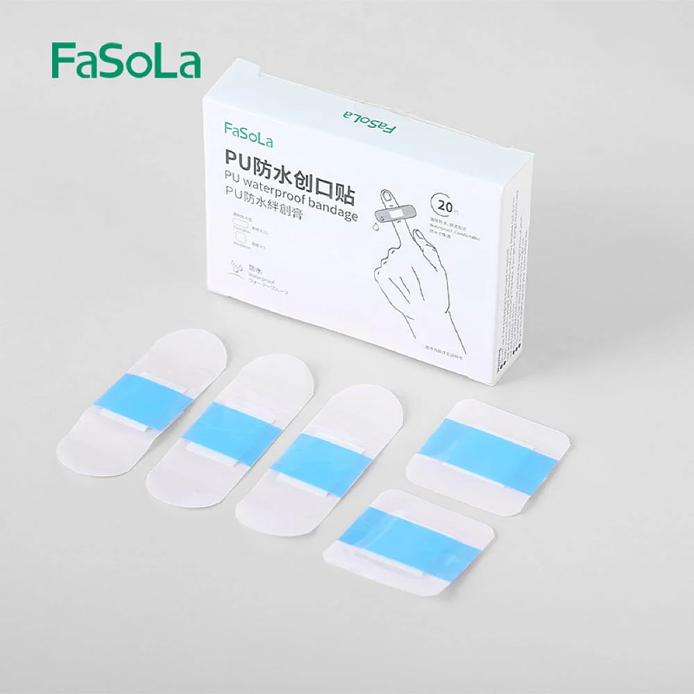 FaSoLa PU Waterproof Bandages - 72*25mm (15 Pieces) & 38*38mm (5 Pieces)