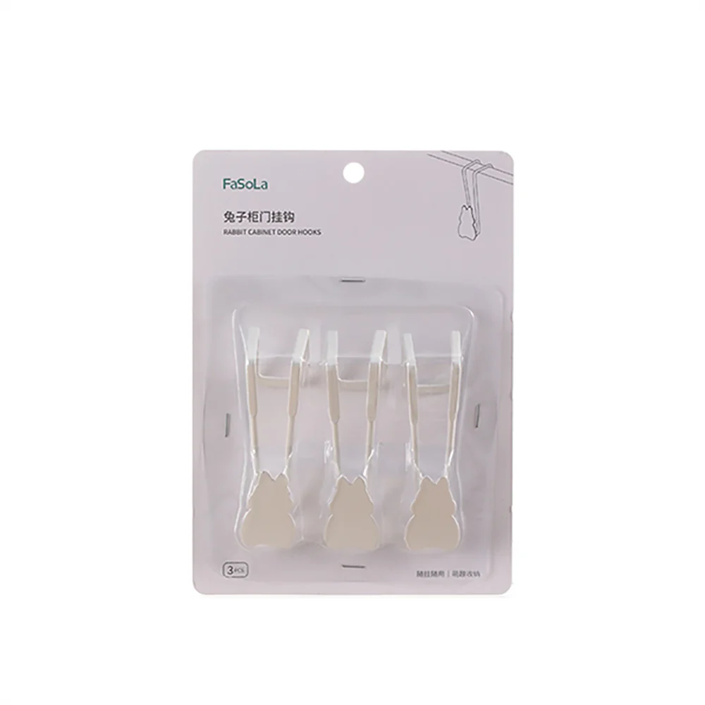 FaSoLa Rabbit Cabinet Door Hooks - White, Set of 3 - Image 4