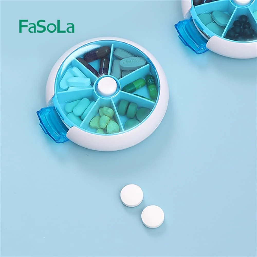 FaSoLa Rotating 7-Compartment Pill Organizer - Blue, 9*2.5cm - Image 2