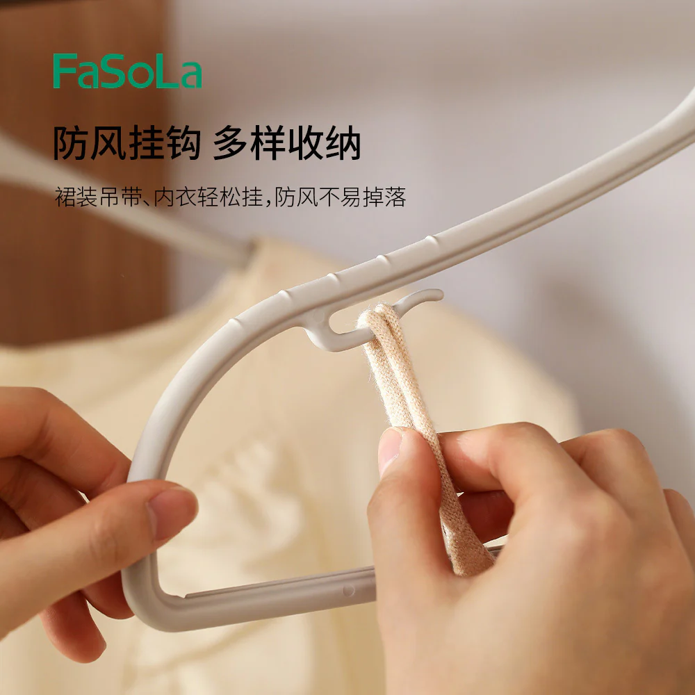 FaSoLa Shoulder Protection Plastic Hangers - Light Gray, Set of 8 - Image 4
