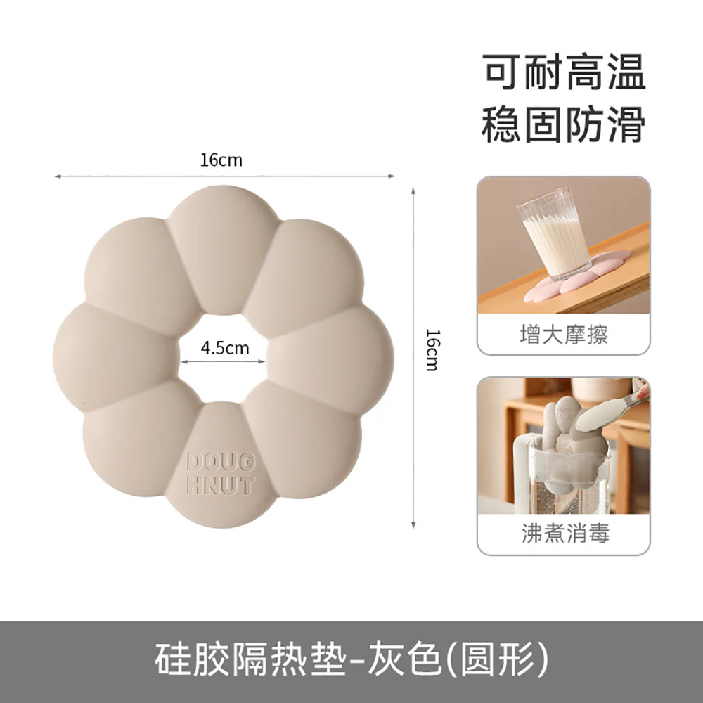 FaSoLa Silicone Heat-Resistant Mat - Round, Gray - Image 5