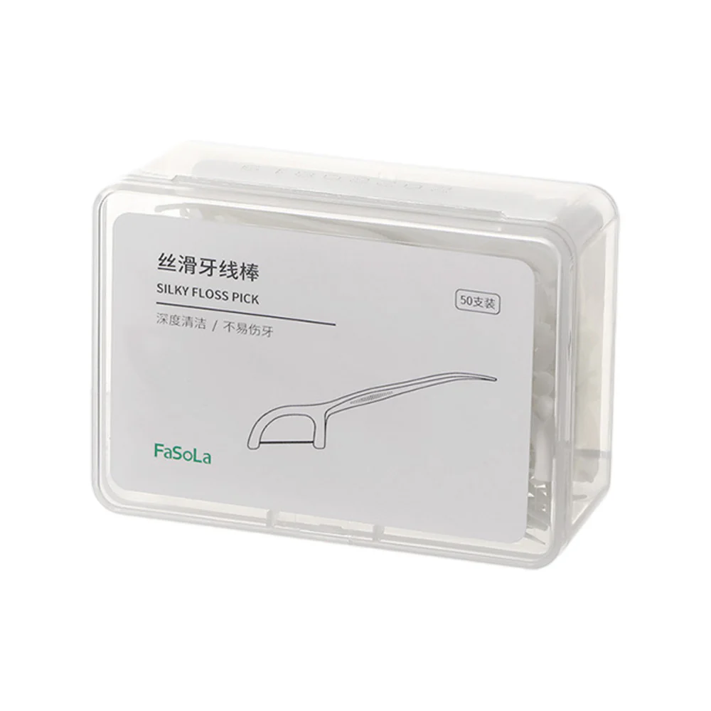 FaSoLa Silky Floss Picks White - 50 Pack