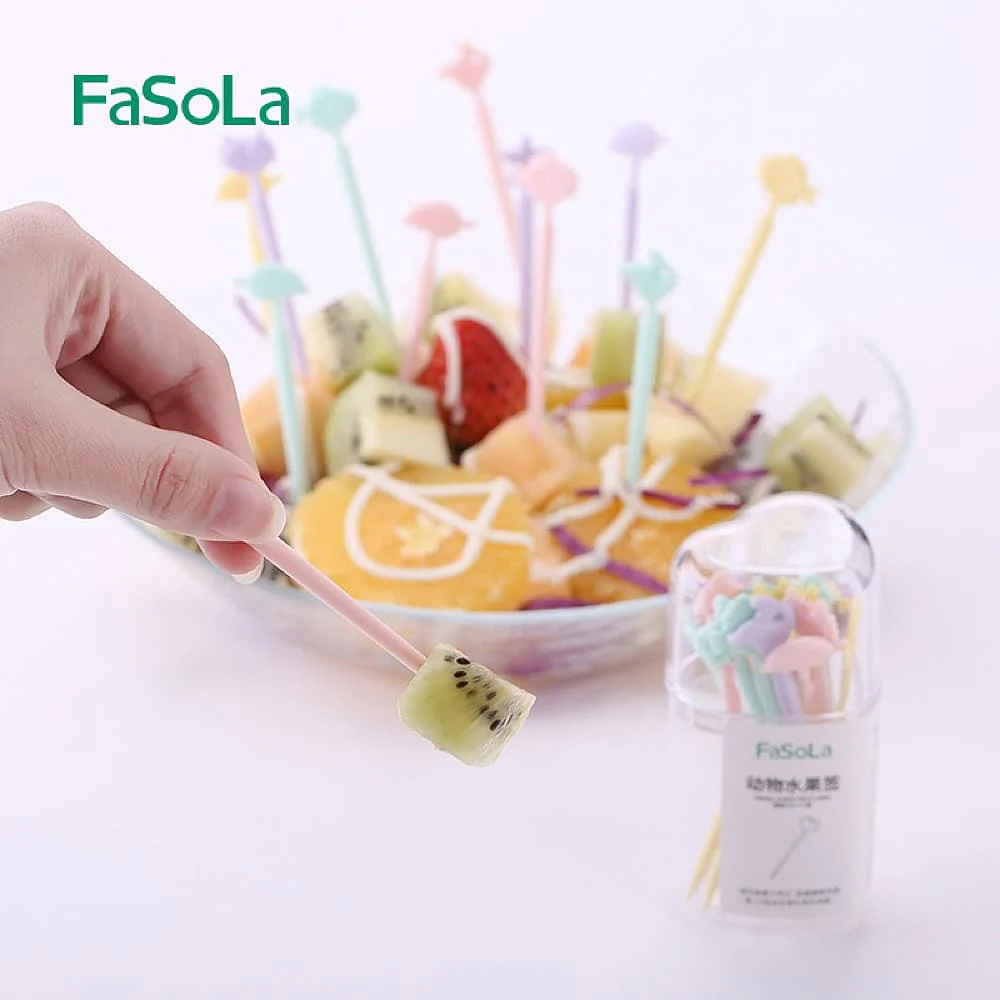 FaSoLa Simple and Stylish Animal Fruit Picks - Multicolor, 8.4cm