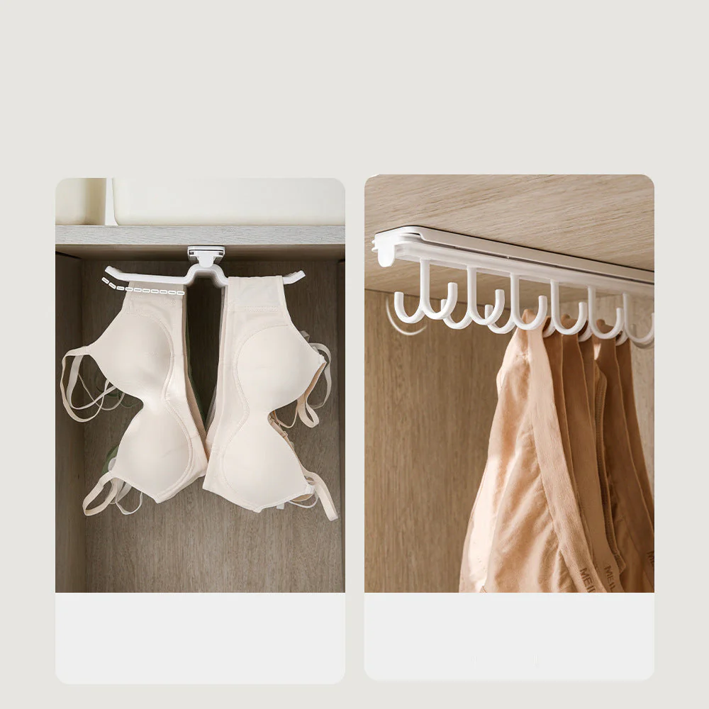 FaSoLa Sliding Underwear Hanger with Horizontal Rod - White - Image 2