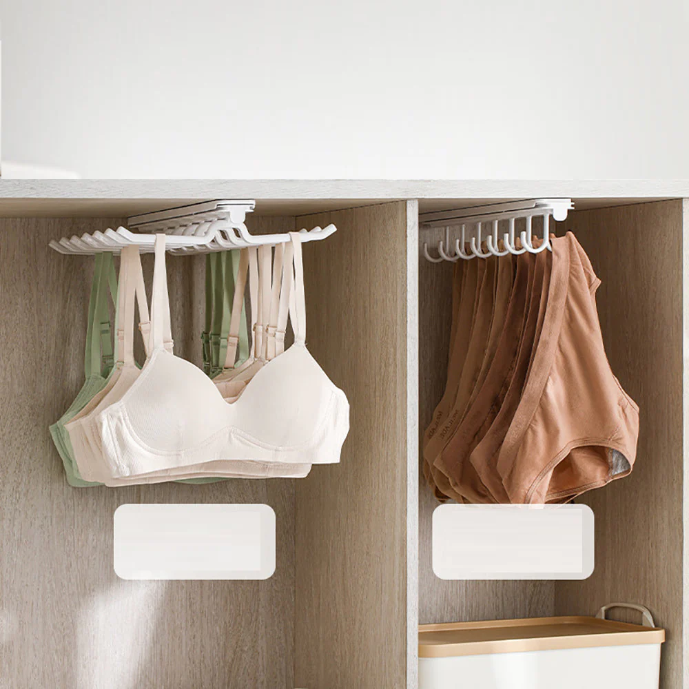 FaSoLa Sliding Underwear Hanger with Horizontal Rod - White - Image 4