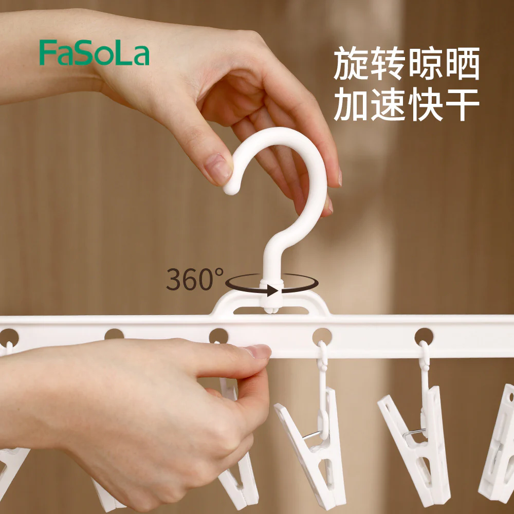 FaSoLa Sock Drying Rack with 8 Clips - White - Image 3