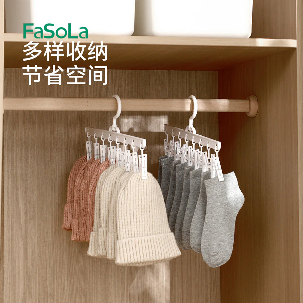 FaSoLa Sock Drying Rack with 8 Clips - White X3 - Image 4