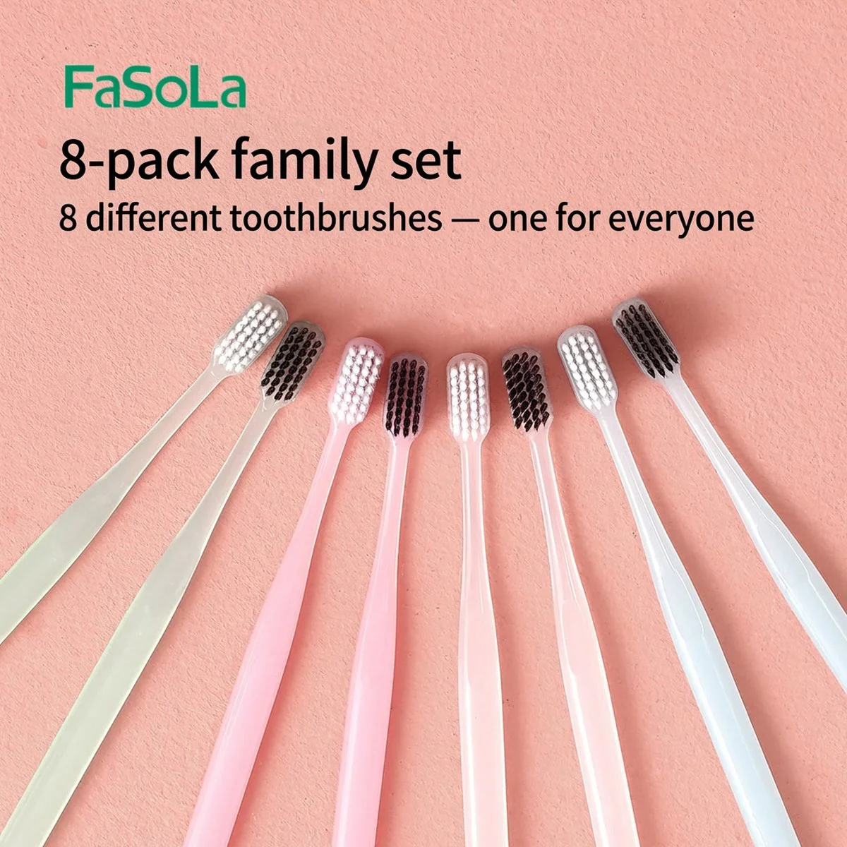 FaSoLa Soft Bristle Gum Care Toothbrushes - 8 Pack, Assorted Colors - Image 4
