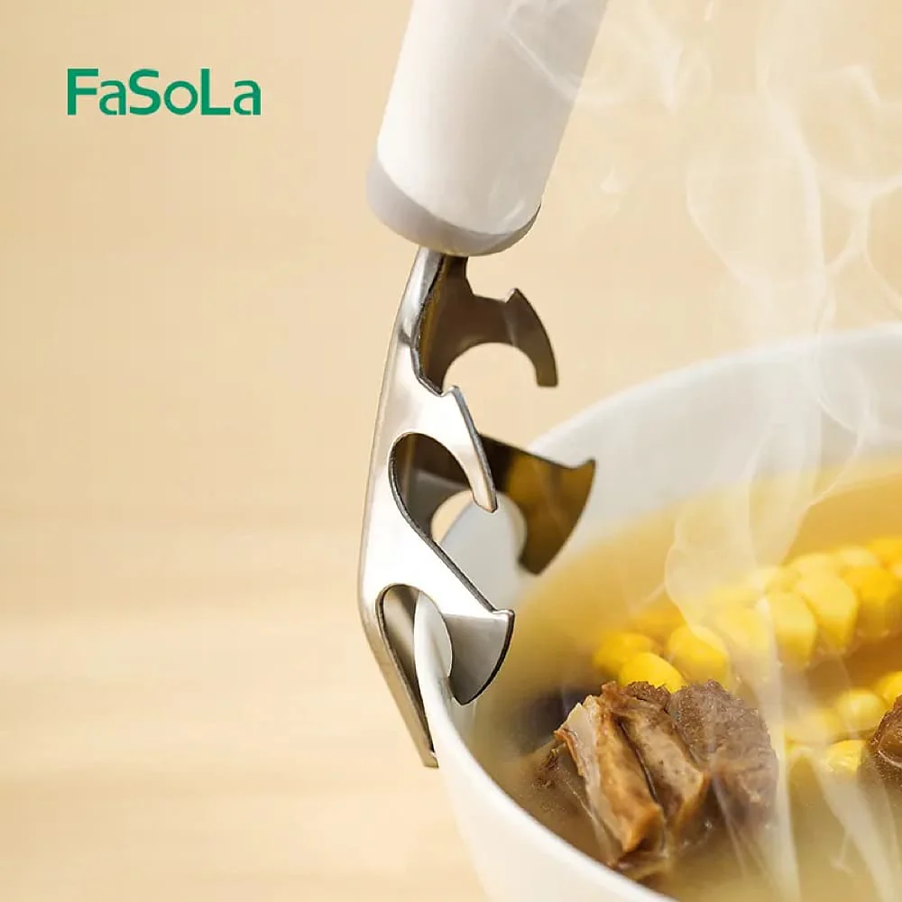FaSoLa Stainless Steel Anti-Scald Bowl Clip - White, 19.2?篓垄4cm - Image 2