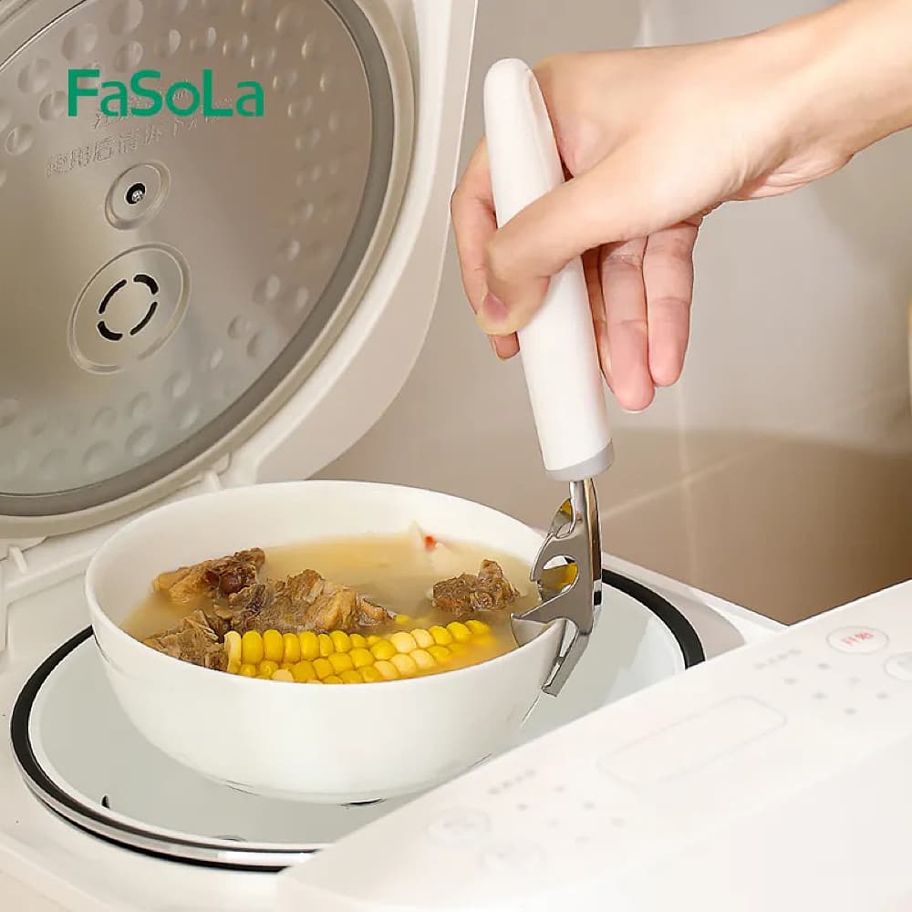 FaSoLa Stainless Steel Anti-Scald Bowl Clip - White, 19.2?篓垄4cm - Image 3