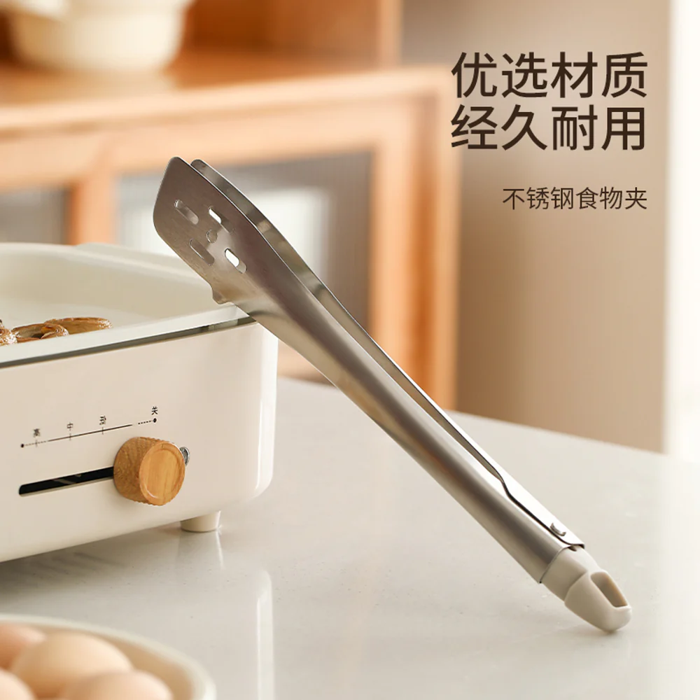 FaSoLa Stainless Steel Kitchen Tongs – Self-Standing, Brushed Finish - Image 2